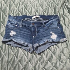 Hollister Distressed Dark Blue Denim Shorts
